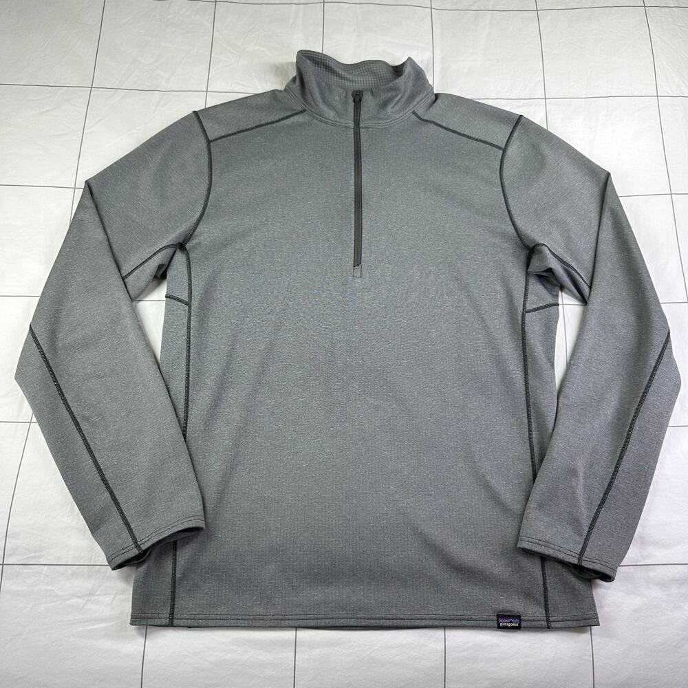 Patagonia Sweater Mens Medium Gray Capilene Midweight Zip Neck Baselayer Hike